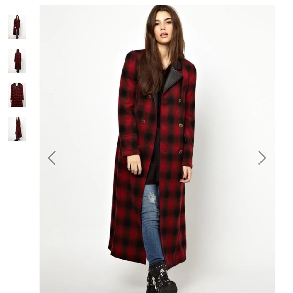 Free People Sergeant Plaid Maxi Duster Trench Coat